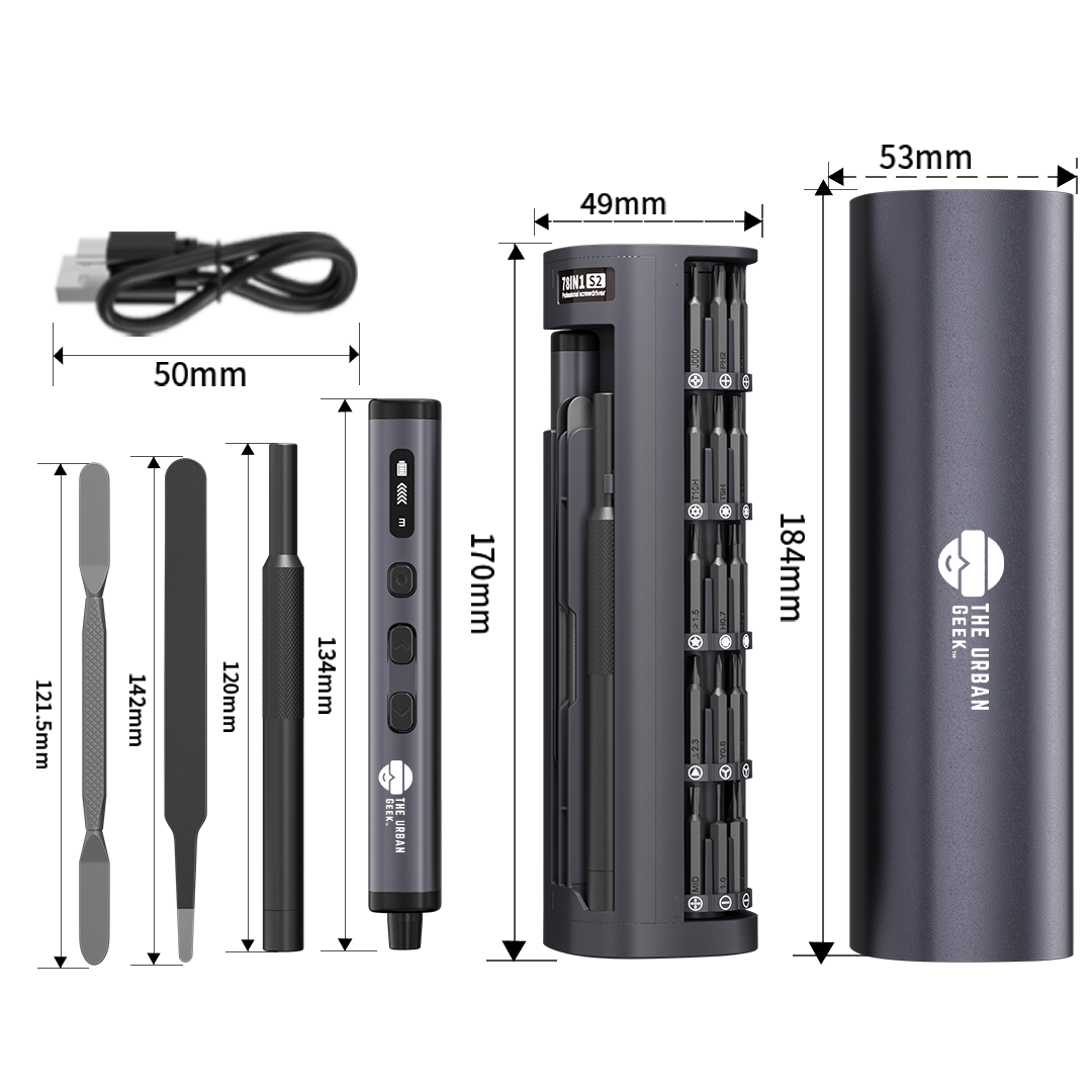 FixMate Electric Screwdriver Dimensions on white background | The Urban Geek