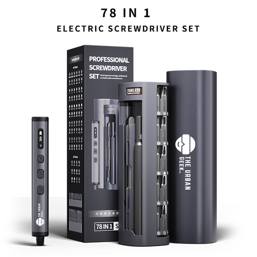 Electric Screwdriver Set, Built in LED Light, Magnetic Bits, 78 bits, USB-C Rechargeable, Adjustable Torque & Speed Control