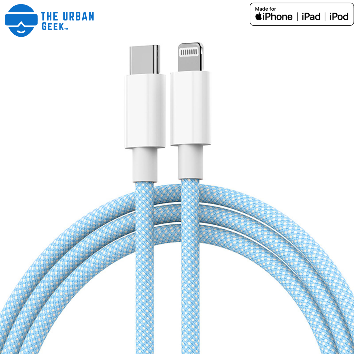 Link Lightning - Blue Braided iPhone charging cable - The Urban Geek