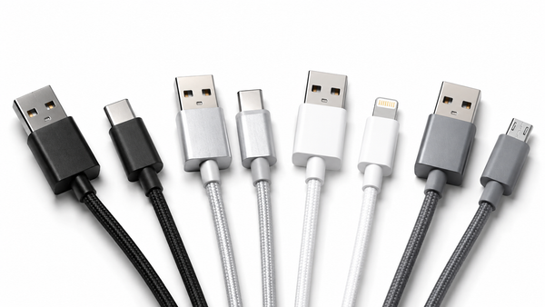Types of USB cables explained — USB-A, USB-C, Lightning, Micro-USB and USB4 connectors side by side