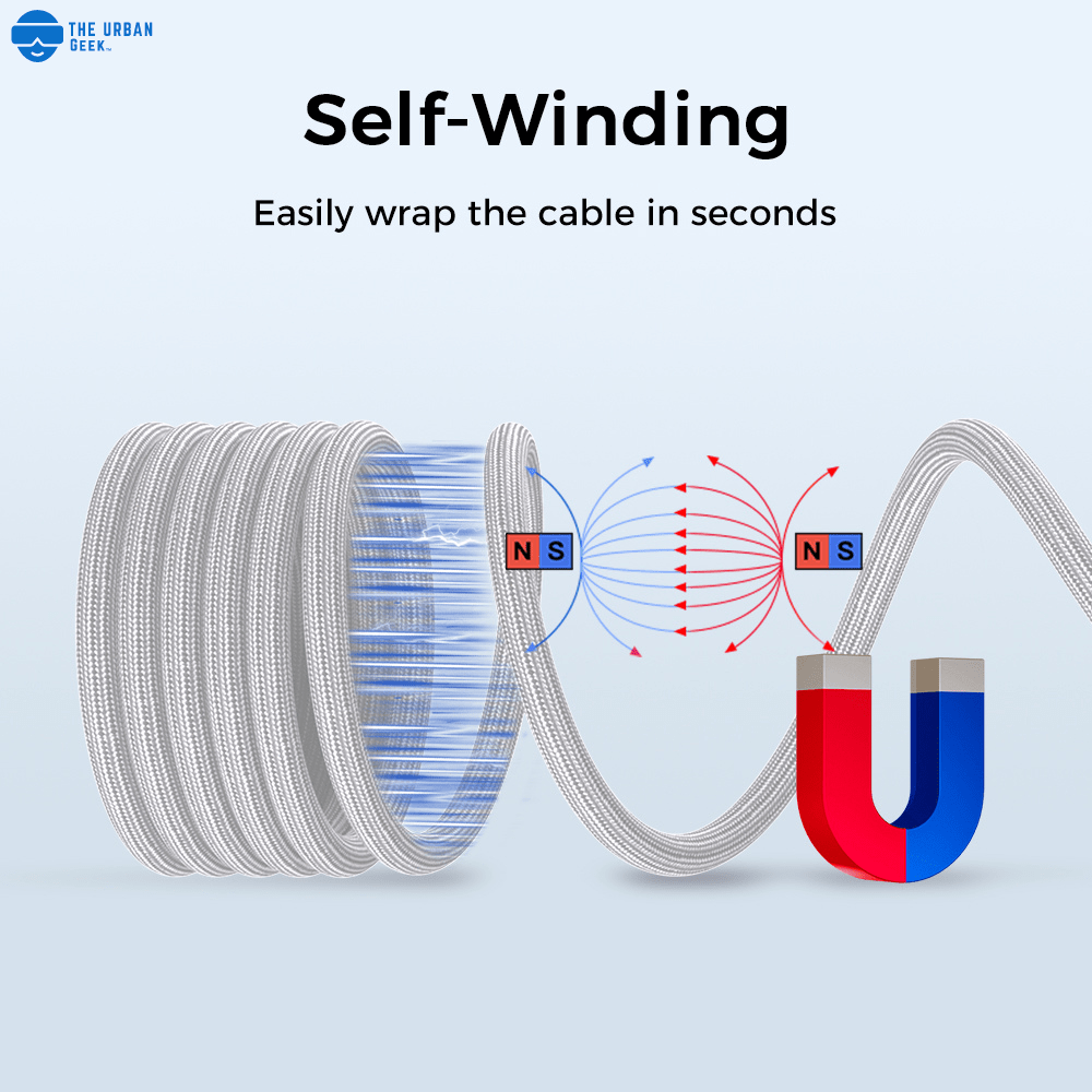 Link Pro 240W USB-C Fast Charging and Data Cablee For iPhone, Android, Laptops - TheUrbanGeek | Silver