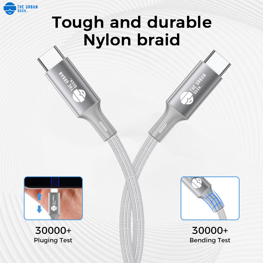 Link Pro 240W USB-C Fast Charging and Data Cable For iPhone, Android, Laptops - TheUrbanGeek | Black