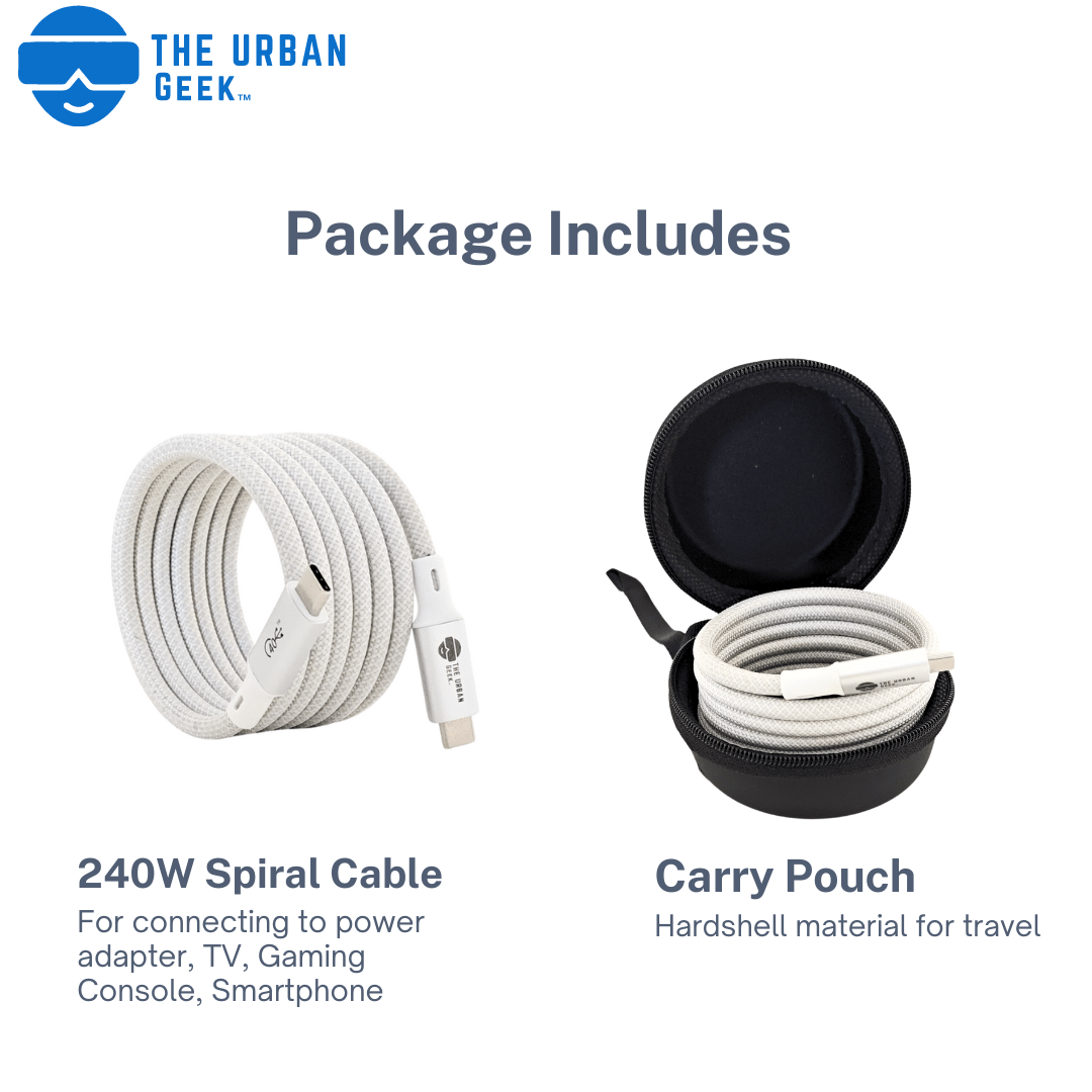 Link Pro 240W USB-C Fast Charging and Data CableFor iPhone, Android, Laptops - TheUrbanGeek | Black