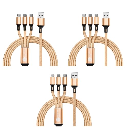Link Trio 3-in-1 Charging Cable [3 Pack] - Gold - TheUrbanGeek