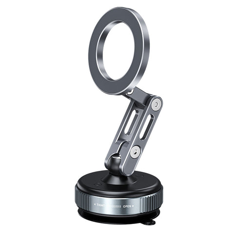Magnetic car mount with strong grip and vacuum-lock suction  on a white background