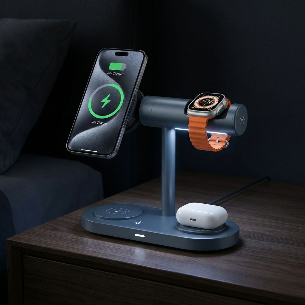FlexAura - Qi2.2 | 25 Watts Nightstand Charger for Apple and Android