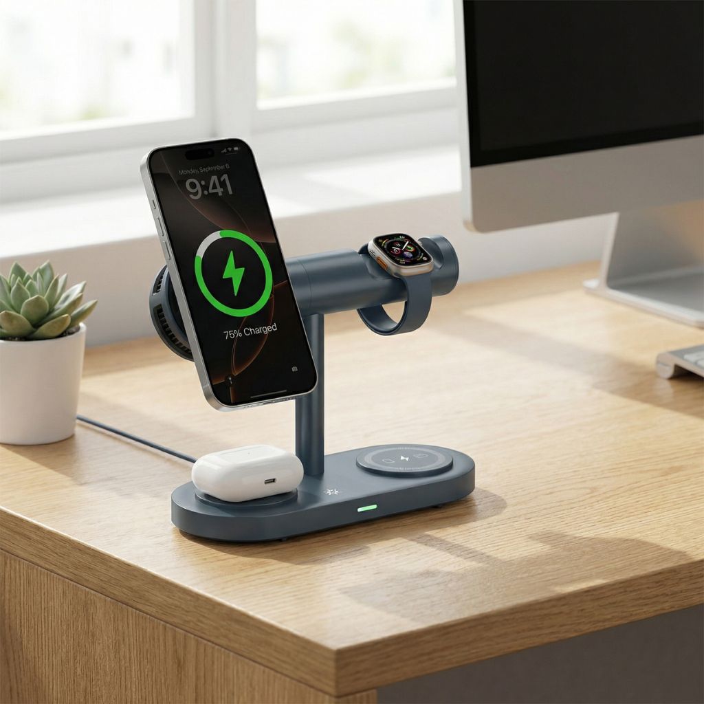 FlexAura - Qi2.2 | 25 Watts Nightstand Charger for Apple and Android