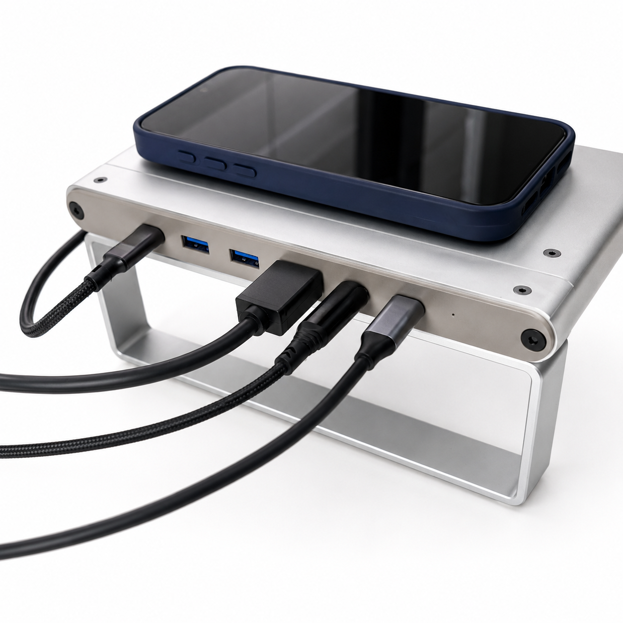 FlexRise docking station ports — USB-C, HDMI, USB 3.0 detail view#Style_FlexRise - Desktop Riser