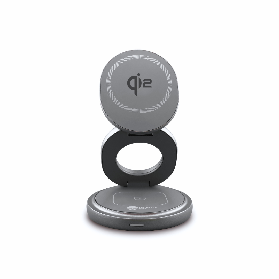 Grey Qi2 Wireless Charger – MagSafe-Compatible Charging Pad