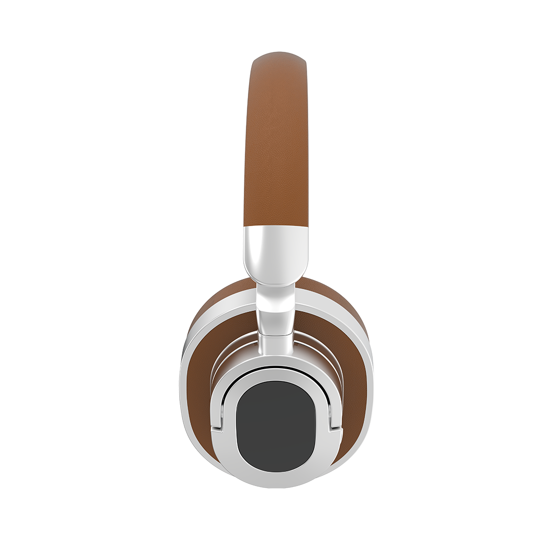 Groove Studio Brown headphones, side profile view of the earcup and hinge