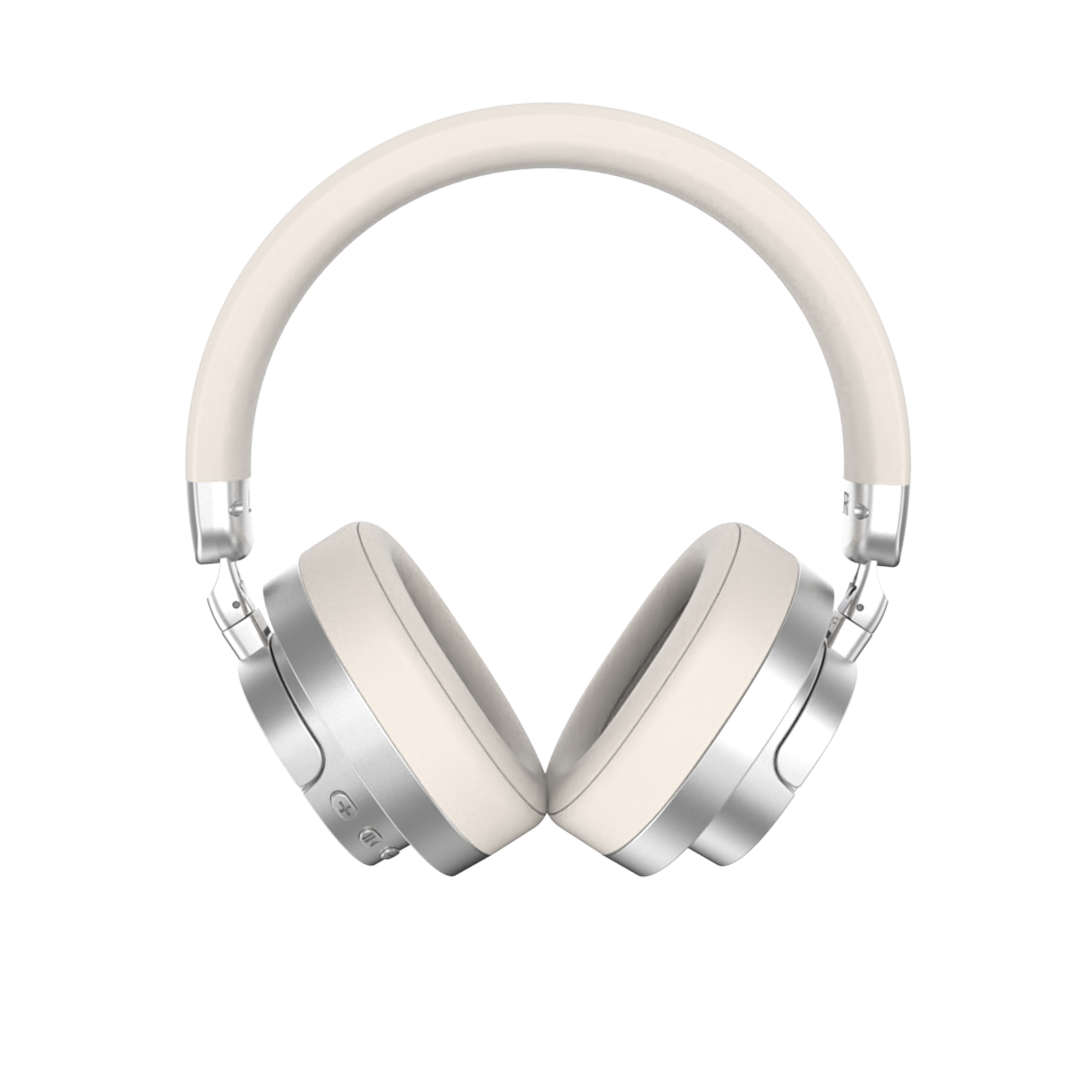 Groove Studio White headphones, front view with headband arched