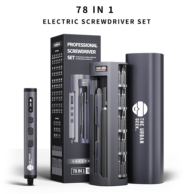Electric Screwdriver Set, Built in LED Light, Magnetic Bits, 78 bits, USB-C Rechargeable, Adjustable Torque & Speed Control