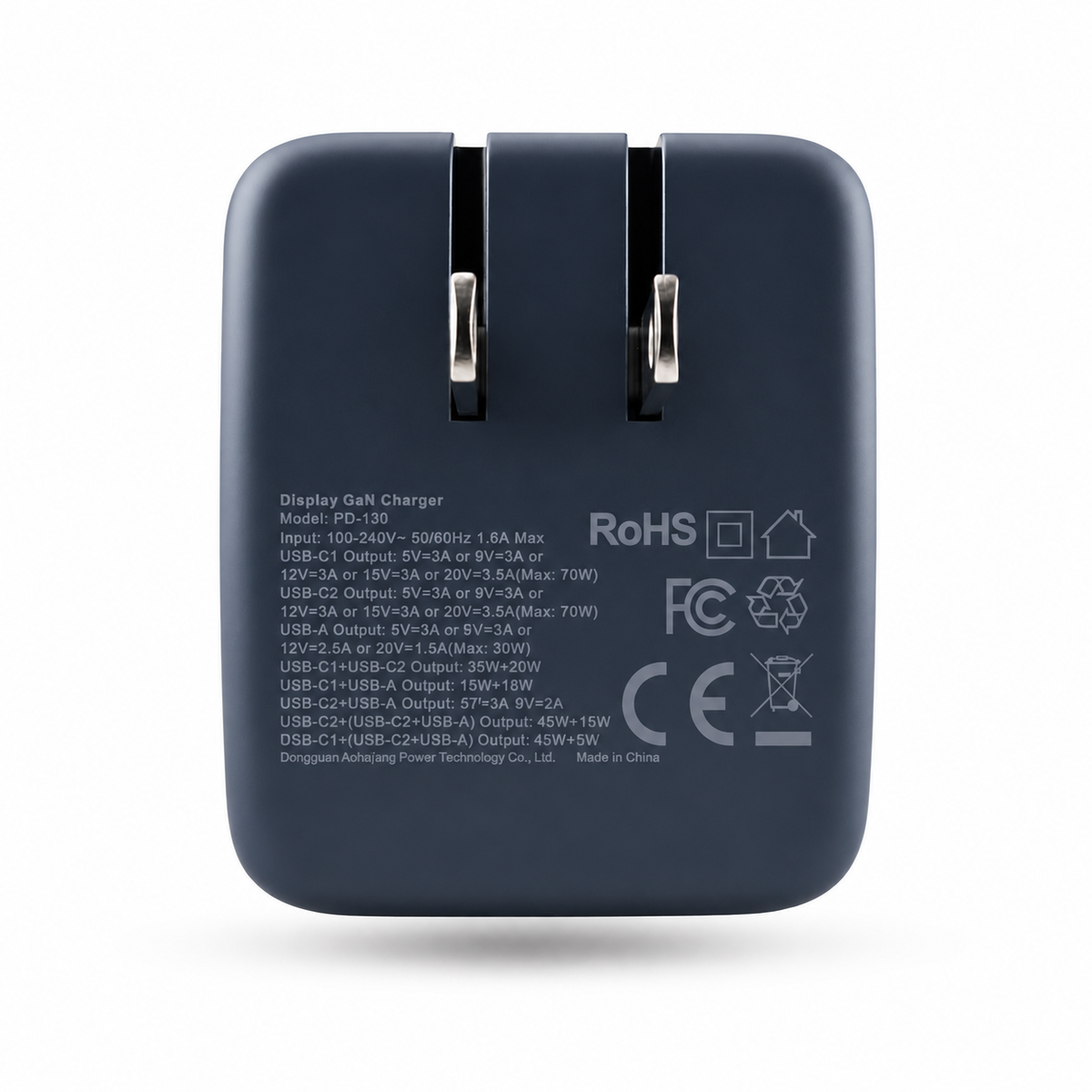 Cargador de pared P70 con cable retráctil y pantalla IA