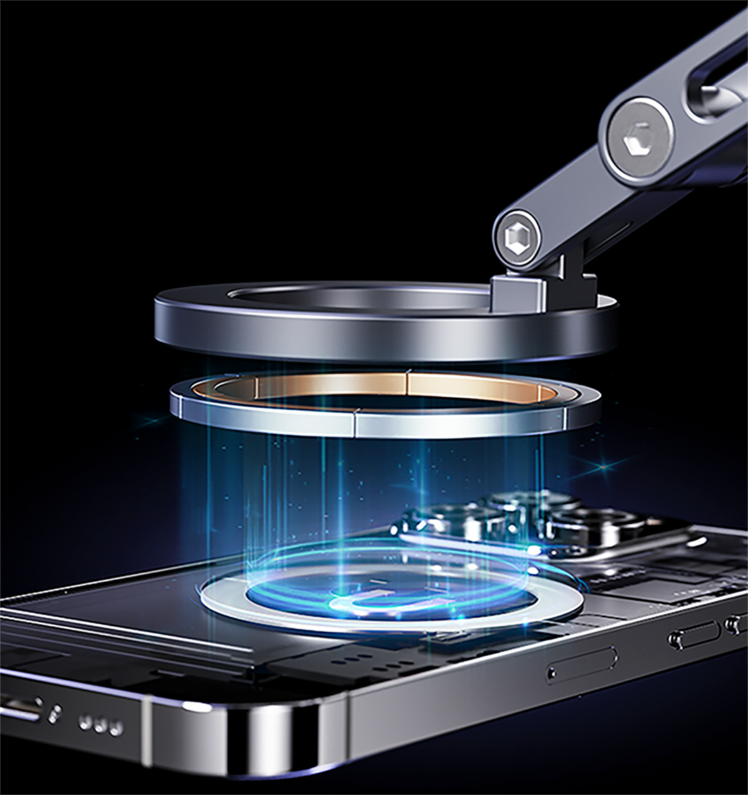 Metallic magnetic car mount ring engineering view