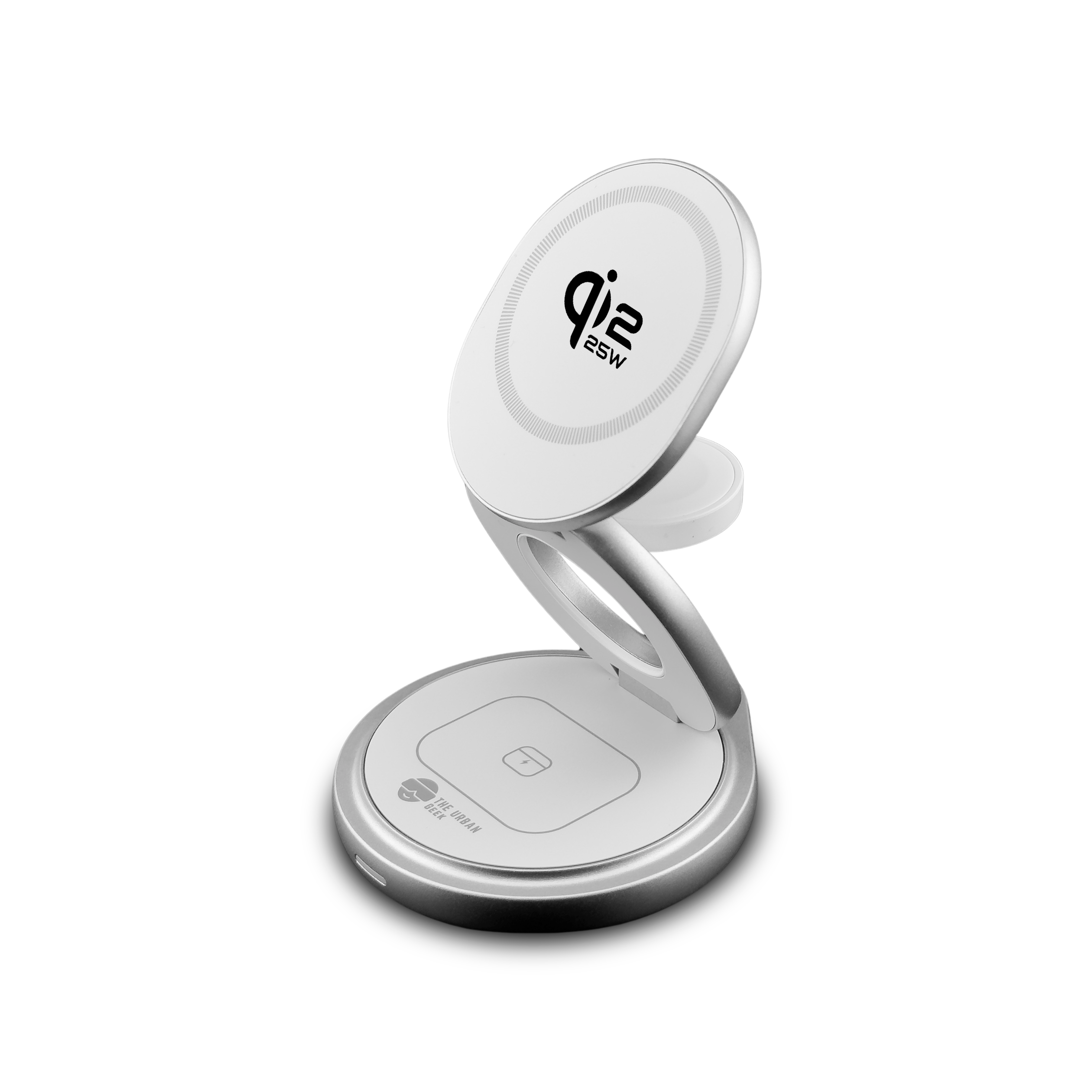 White FlexOrb Qi2 25W Swivel 3-in-1 Wireless Charger