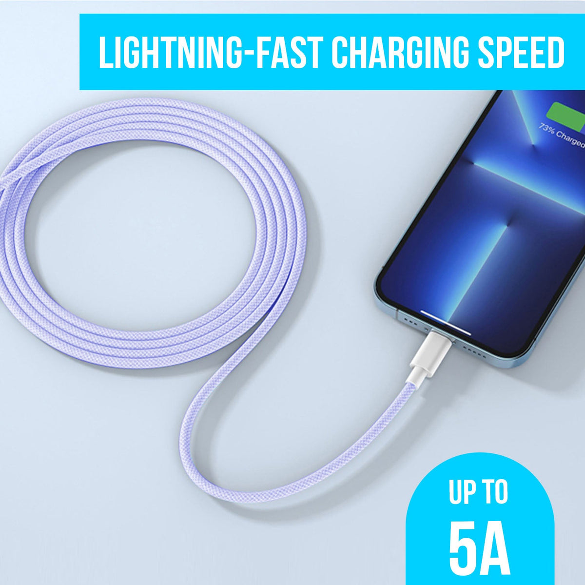 Link Lightning - Purple  Braided iPhone charging cable - The Urban Geek