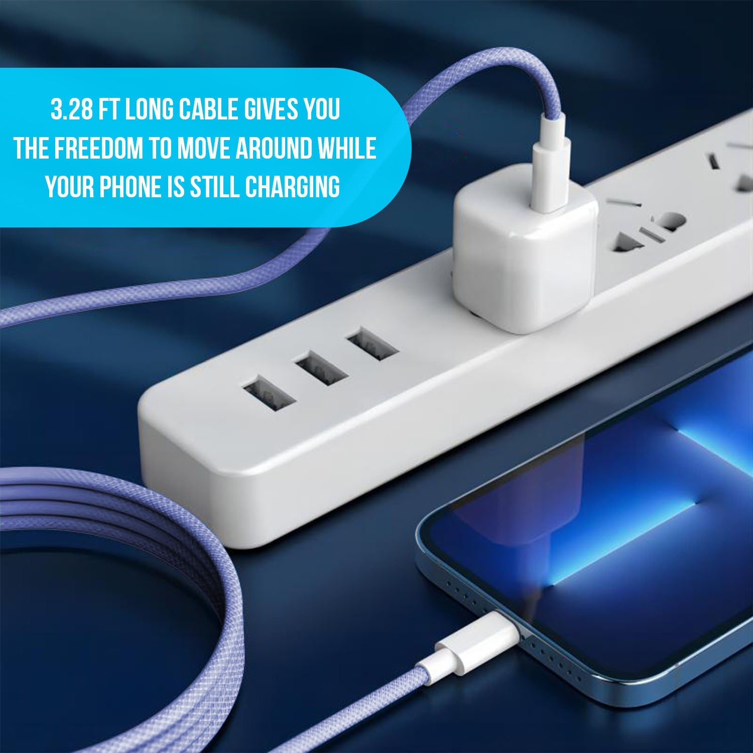 Link Lightning - Purple  Braided iPhone charging cable - The Urban Geek