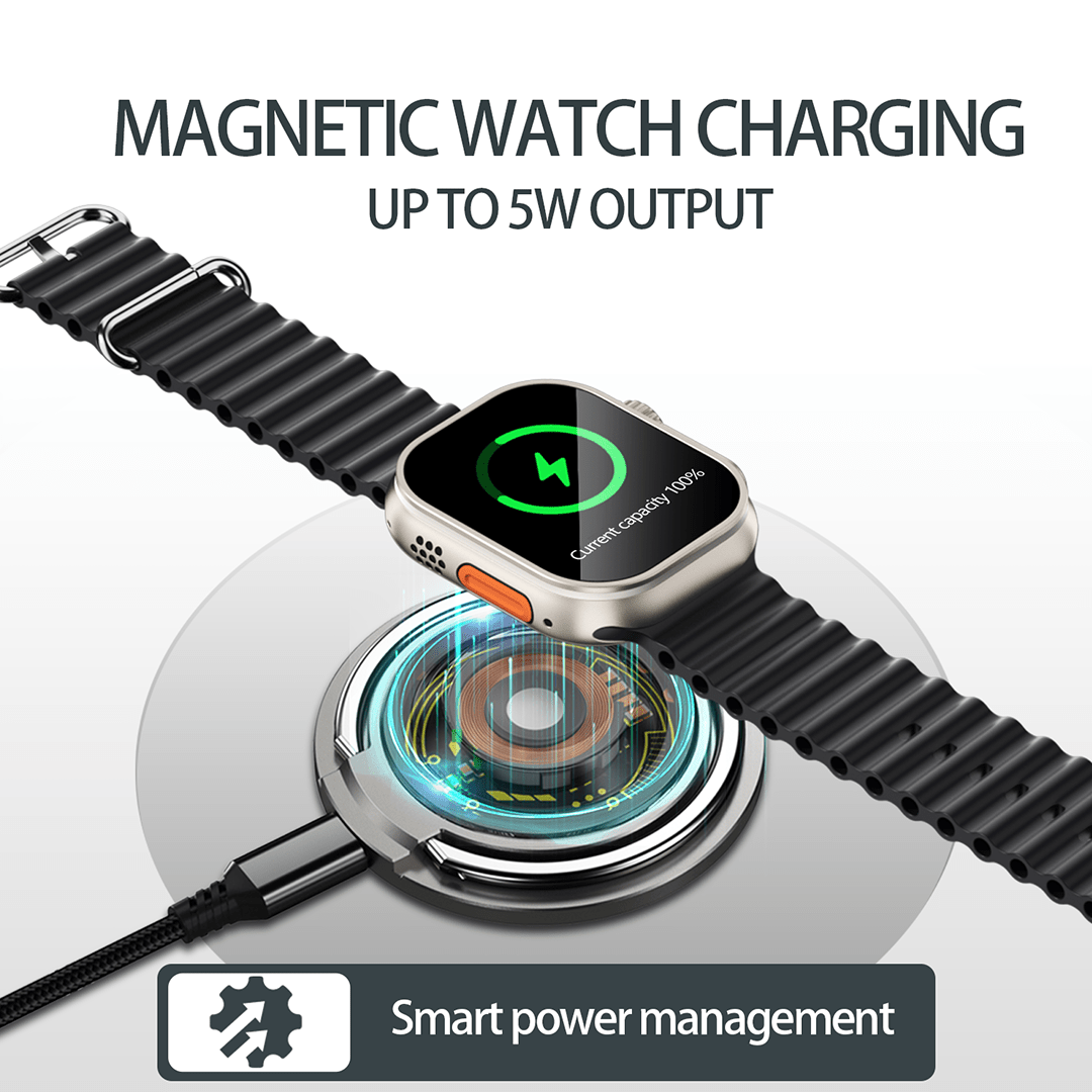 Magnetic Ring Stand Wireless Charger - delivering up to 5W watch charging with  precise magnetic alignment