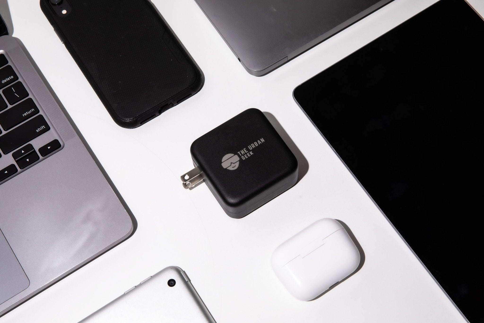 The Urban Geek black PowerPort 100 100W 4-Port USB fast adapter- 3 USB-C ports and 1 USB-A Port