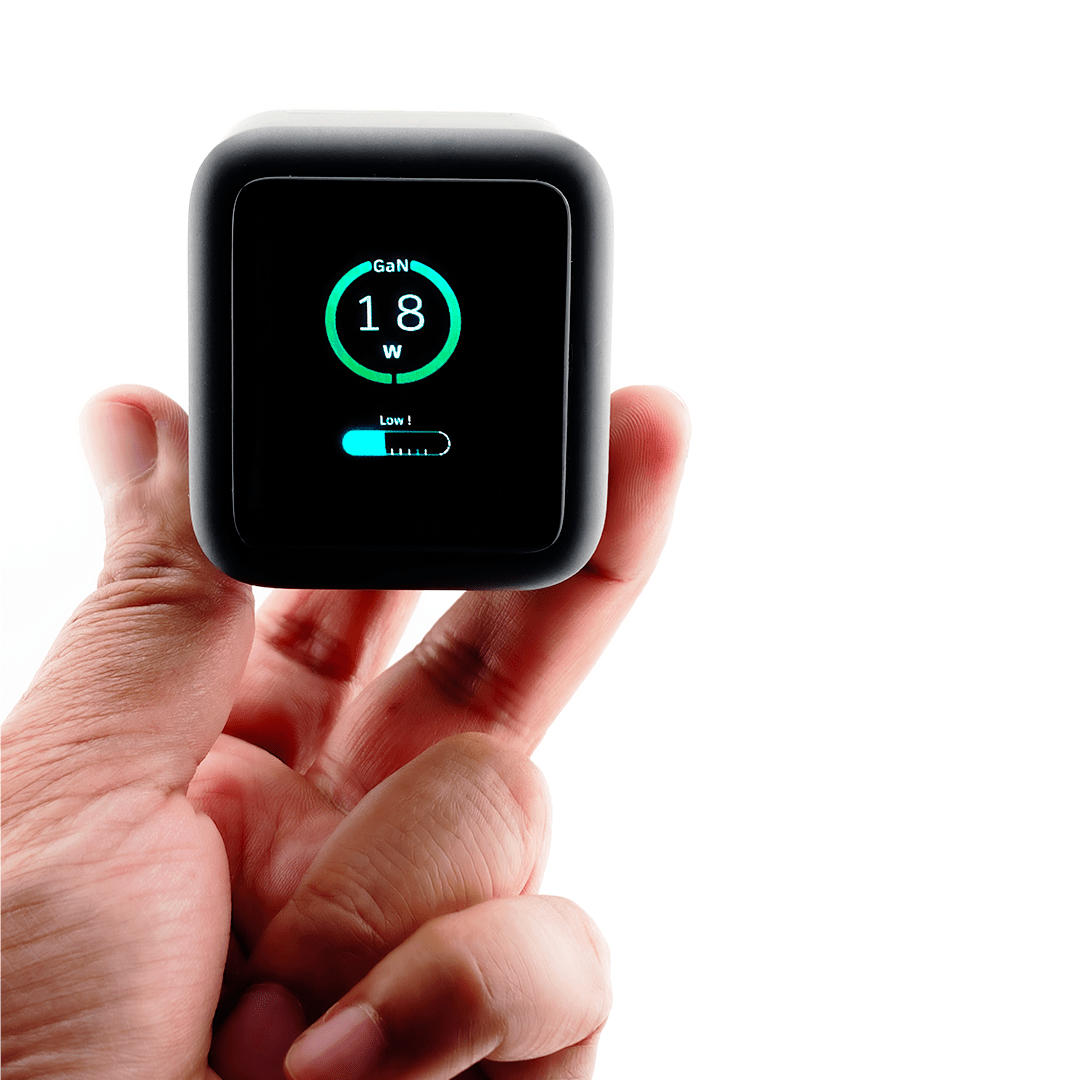 PowerPort 70 70W USB-C power adapter with retractable USB-C cable and LED display