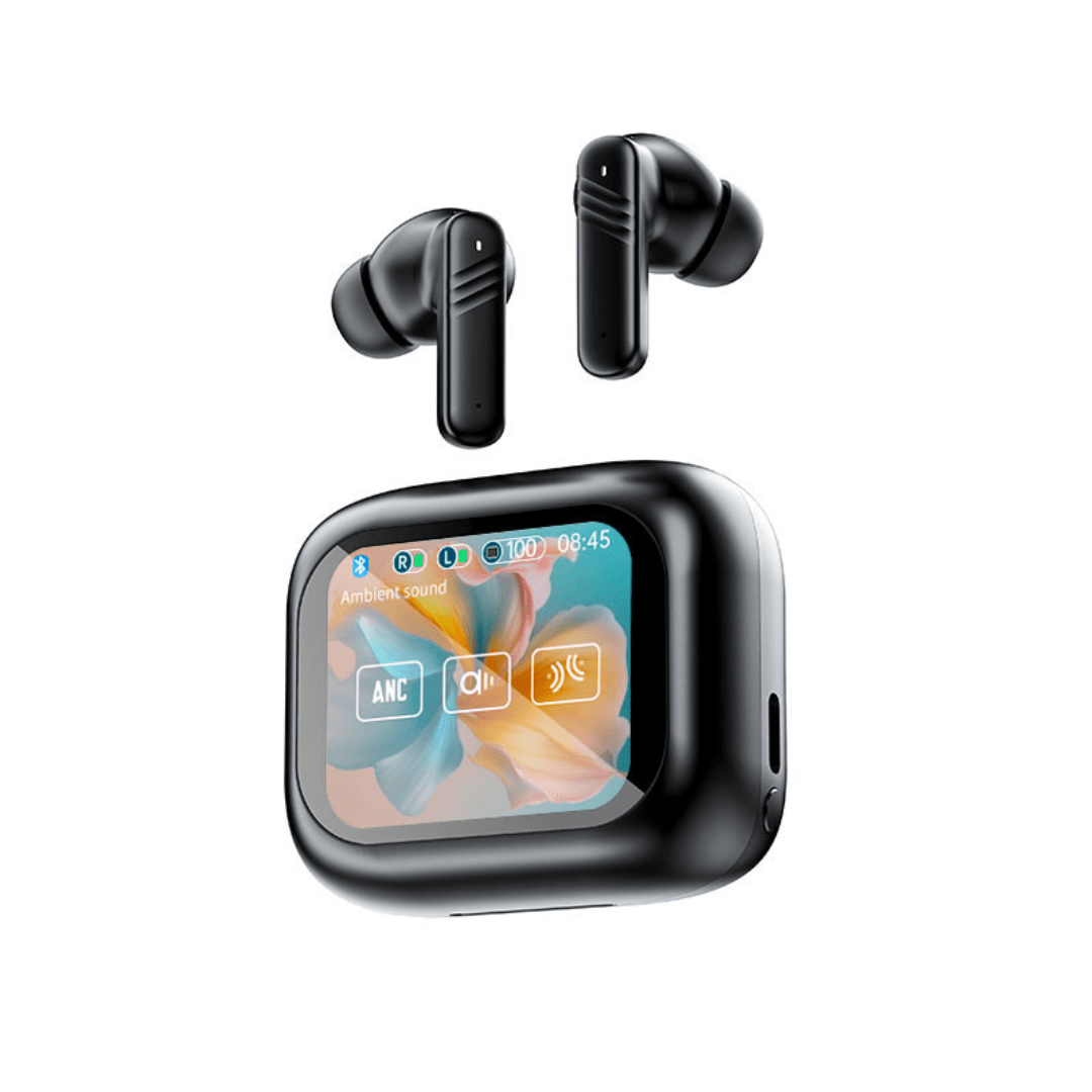 The Urban Geek WaveBuds Wireless Noise Cancelling Earbuds showing earbuds outside the case