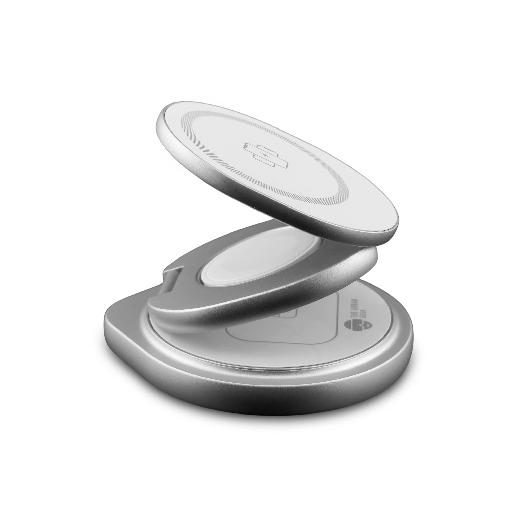 The Urban Geek FlexOrb – Qi2 folding swivel 3-in-1 wireless charger White Folded