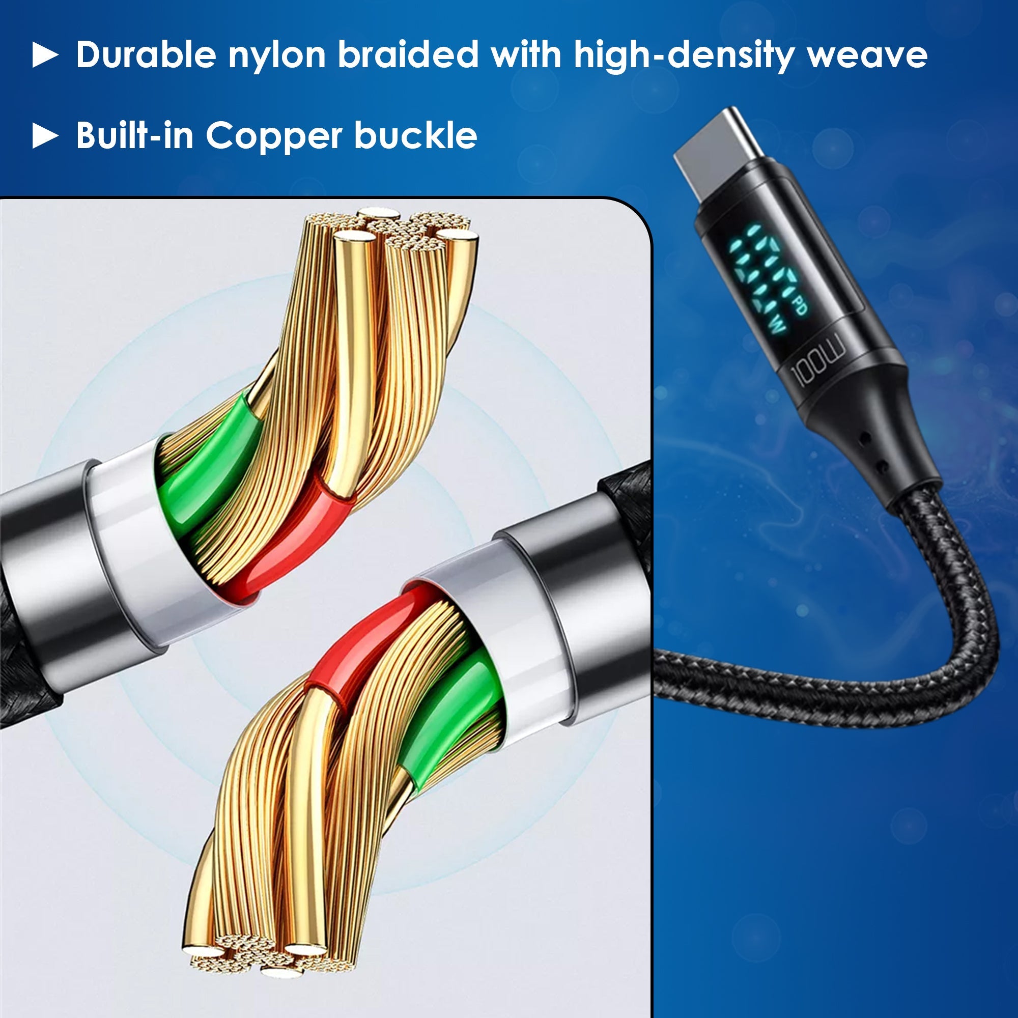 TheUrbanGeek Link Core USB-C Fast Charging and Data Cable with Power Display (100W) - TheUrbanGeek