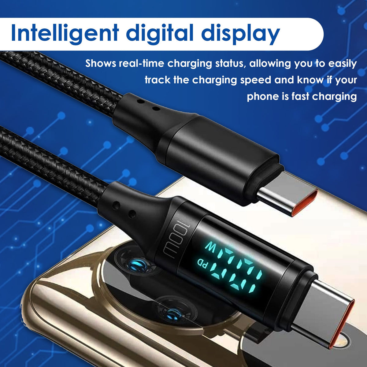 TheUrbanGeek Link Core USB-C Fast Charging and Data Cablee with Power Display (100W) - TheUrbanGeek