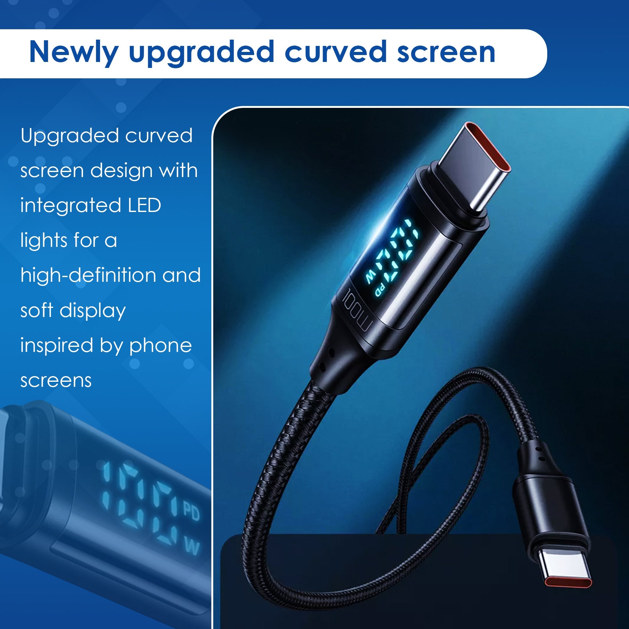TheUrbanGeek Link Core USB-C Fast Charging and Data Cable with Power Display (100W) - TheUrbanGeek