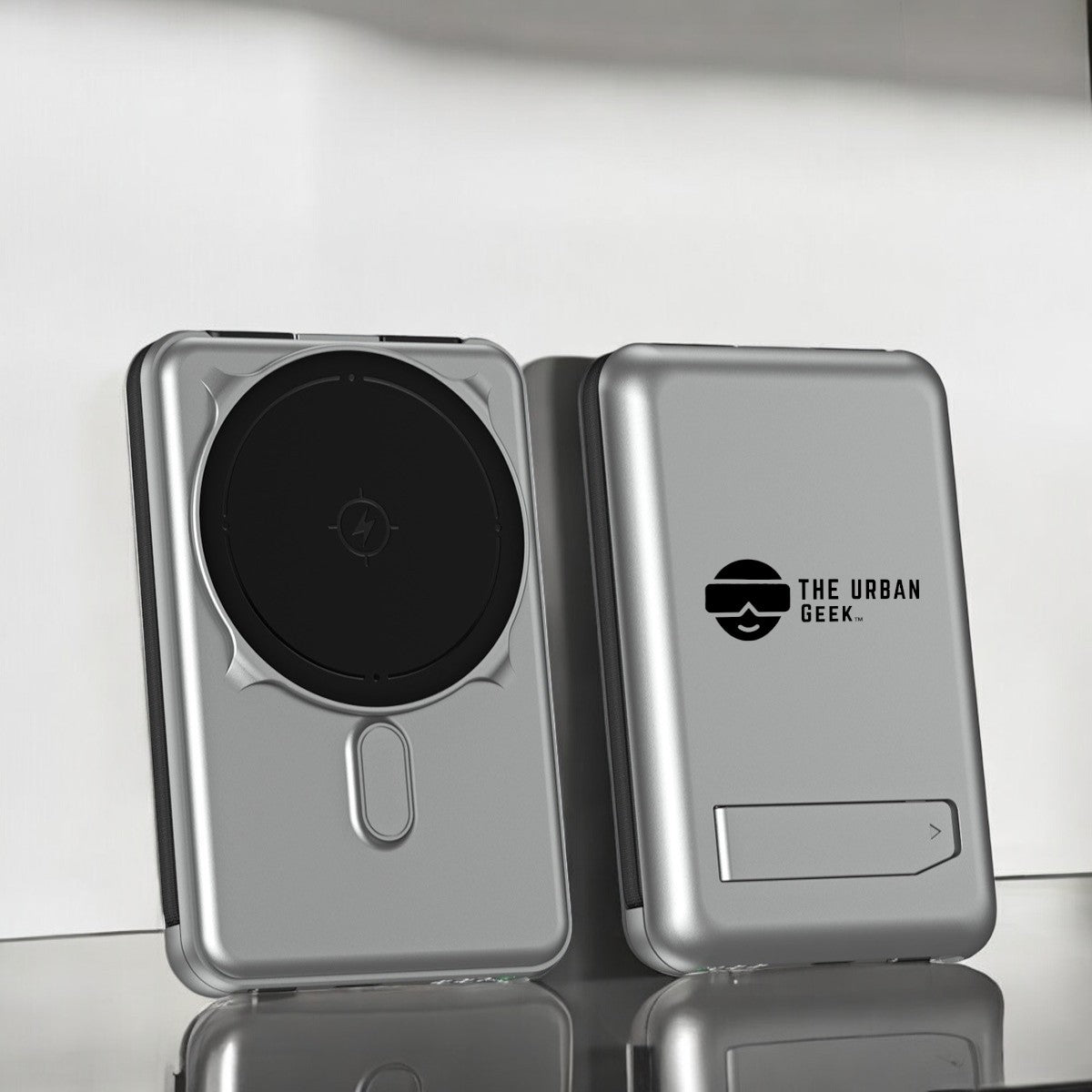 The Urban Geek Wireless 4 - in - 1 Power Bank with 10,000 mAh Capacity