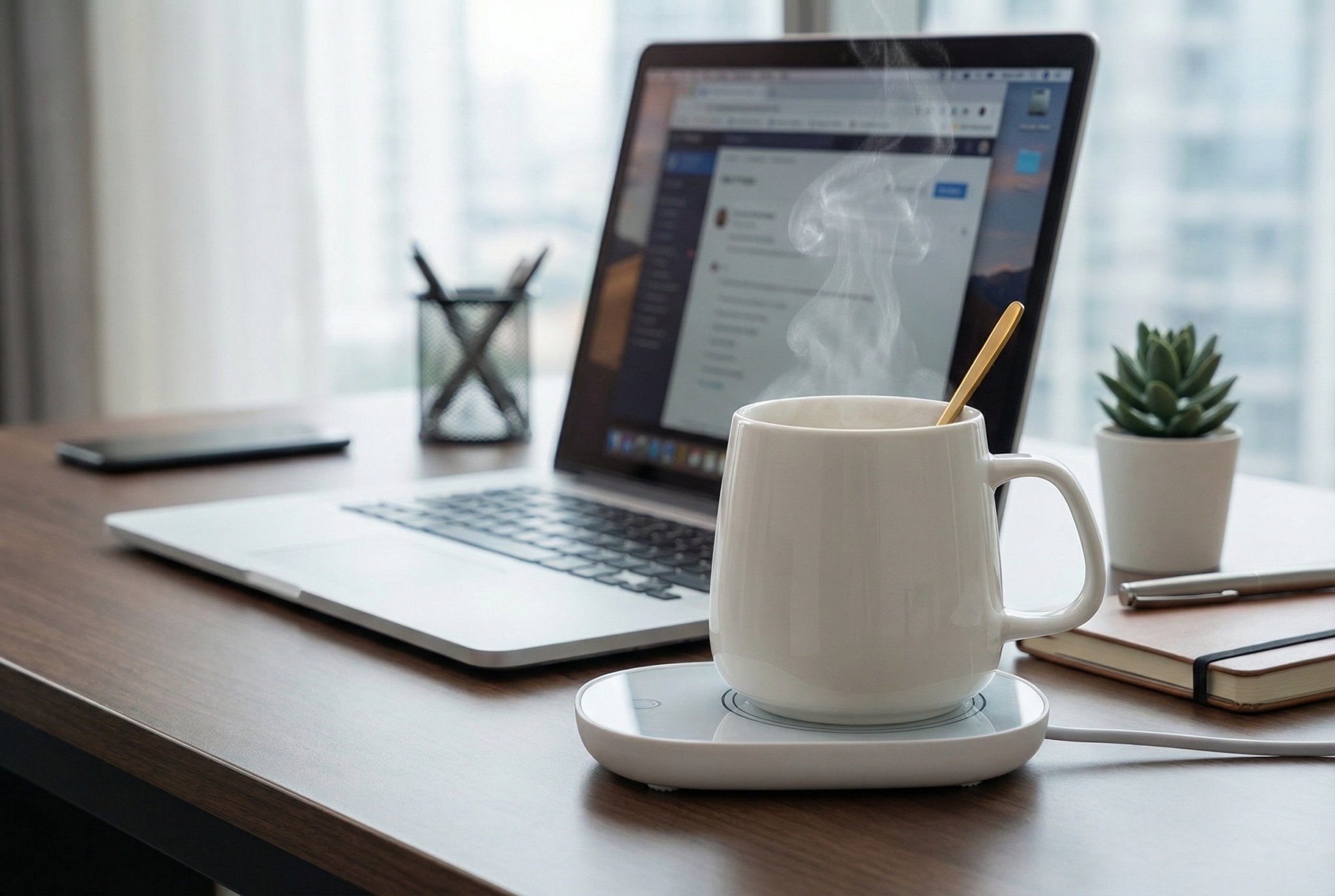 WarmSip Heated Coffee Mug with Electric Heating Plate - TheUrbanGeek