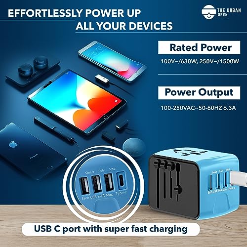 PowerPort Travel - International Travel Adapter - Rated Power 100W~/630W, 250V~/1500W, Power Output - 100-250VAC~50~60HZ 6.3A